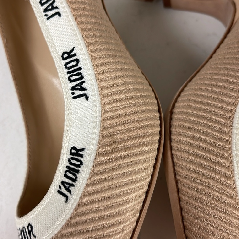 Dior Fabric & Ribbon Embroidered J'Adior Pumps 39 Aprioct Line - Picture 10 of 17